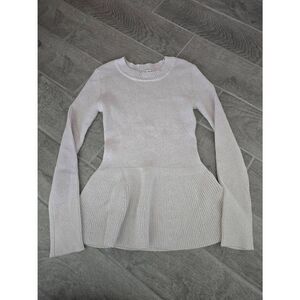 Women's Reiss Long Sleeve Peplum Hem Sweater Pale Pink‎ Shimmer Size Small